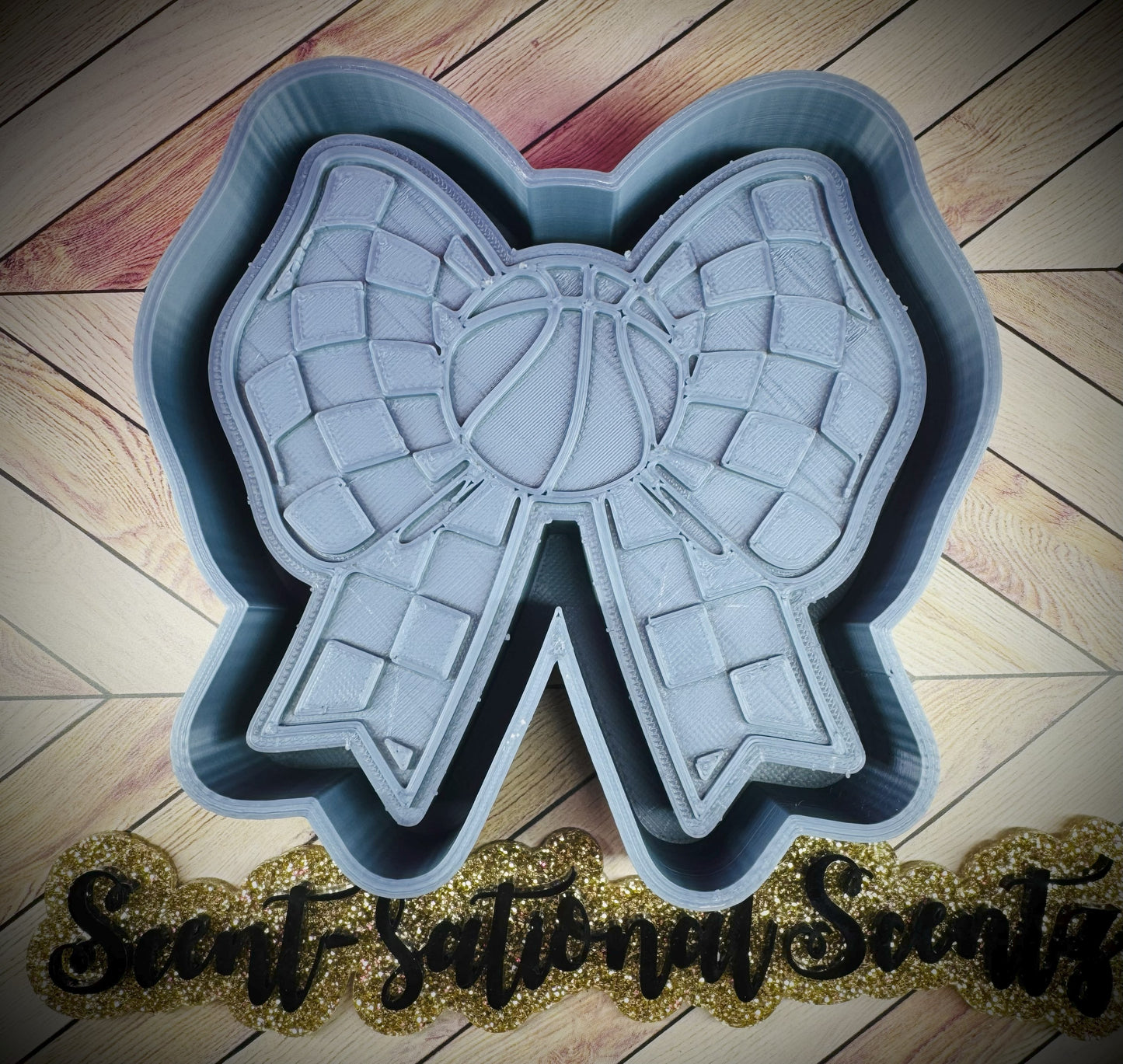 Basketball Checkered Bow Freshie Mold