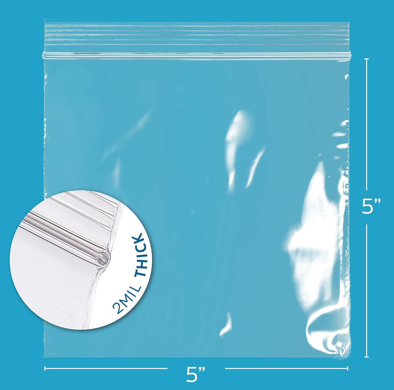 5x5 Polypropylene Bags - 2mil - 100ct