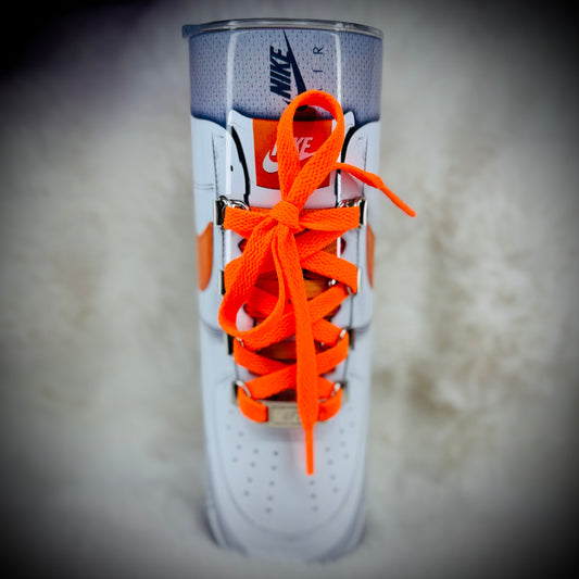20oz tumbler - Nike AF1 w/laces (white/orange)