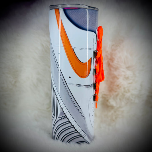 20oz tumbler - Nike AF1 w/laces (white/orange)