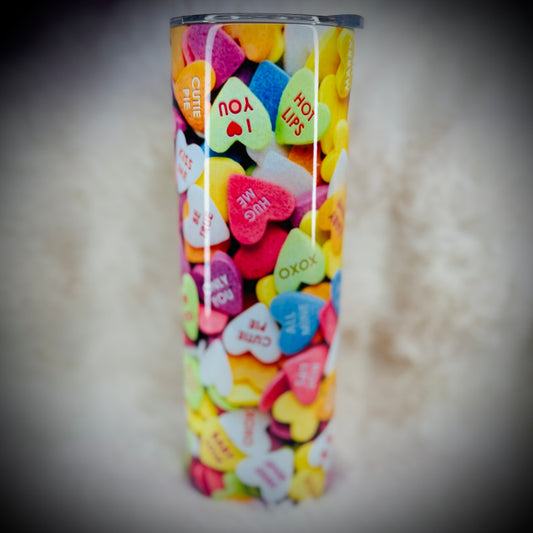 20oz tumbler - Convo hearts candy