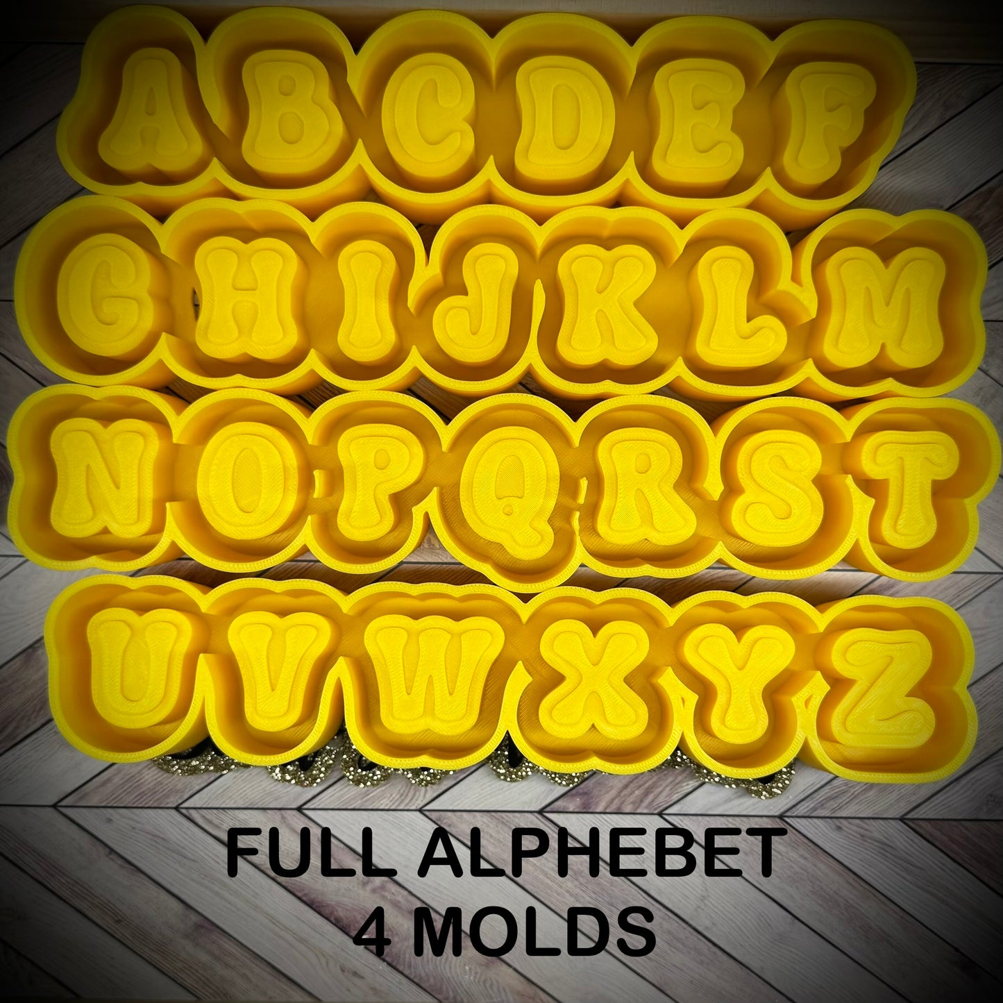 Alphabet Freshie Charm Minis mold(1 set of 4 molds)