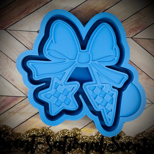 Checkered Star/bolt cherry bow mold(411)