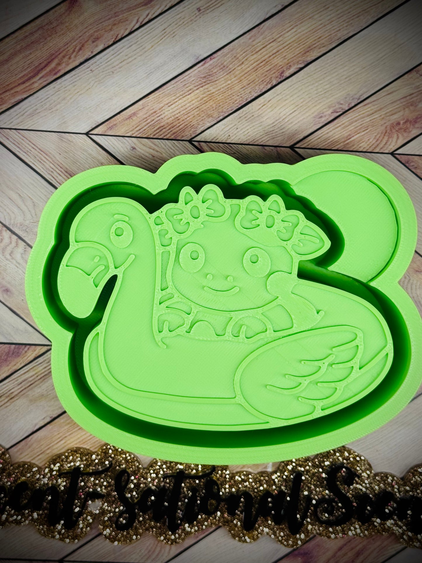Cow on flamingo floatie mold(409)