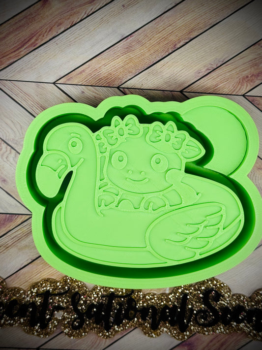 Cow on flamingo floatie mold(409)