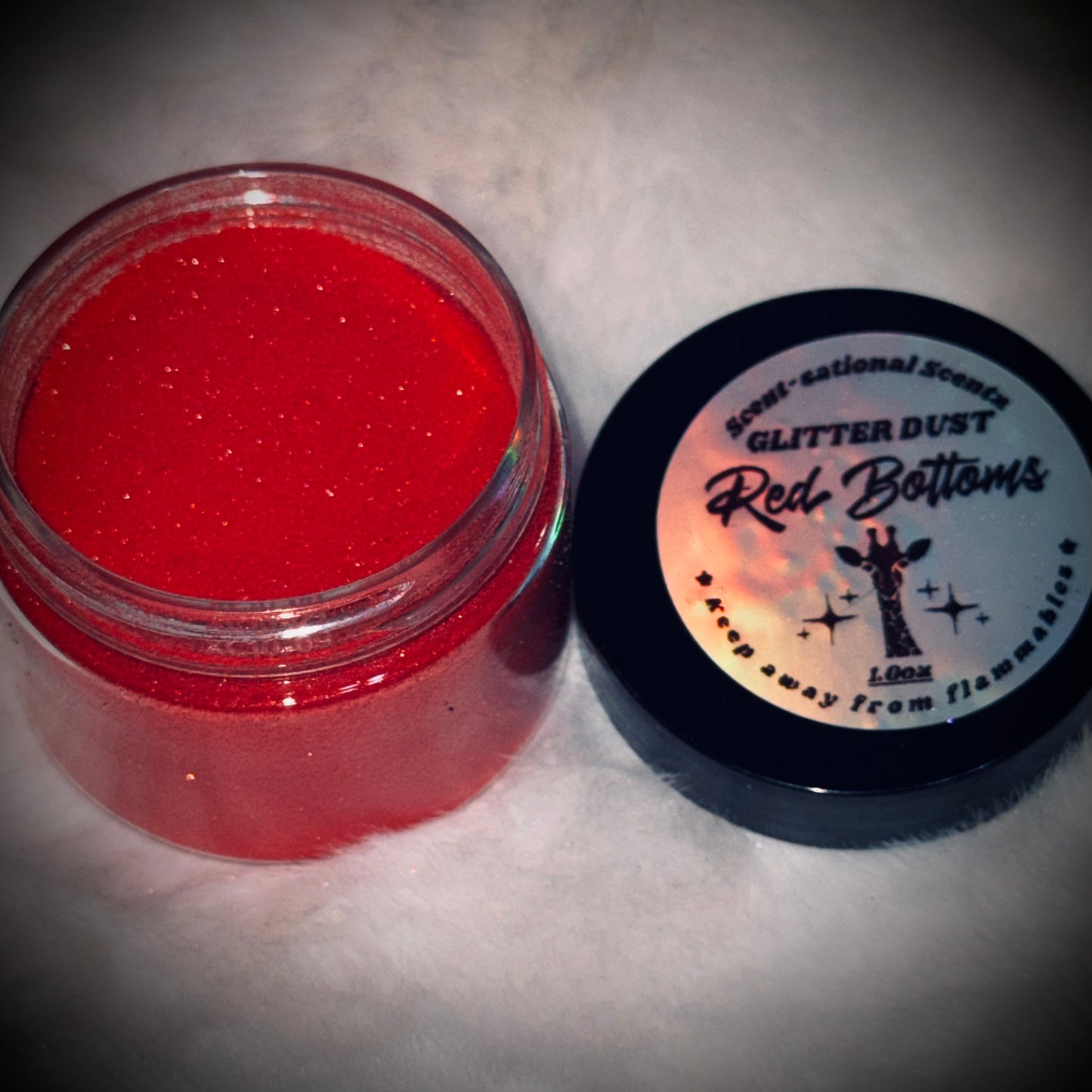 Red bottoms glitter dust