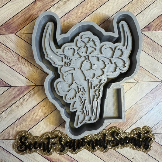 Floral Bull Skull Freshie Mold