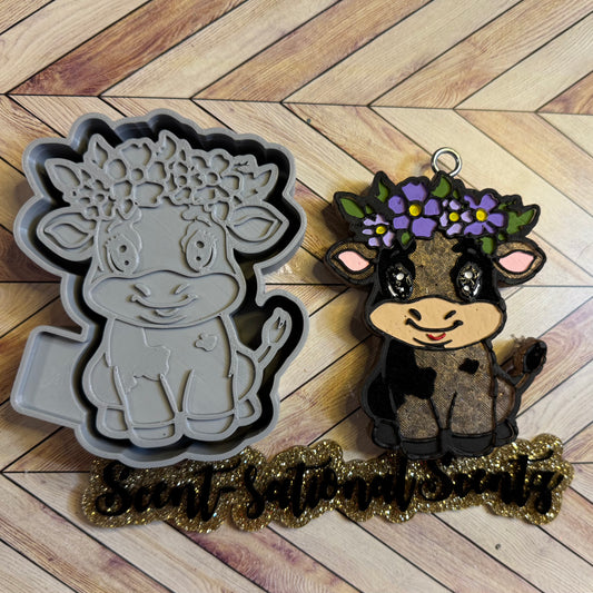 Cow w/Flowers Freshie Mold