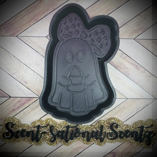 Candy Corn Ghost w/Bow Freshie Mold(125)