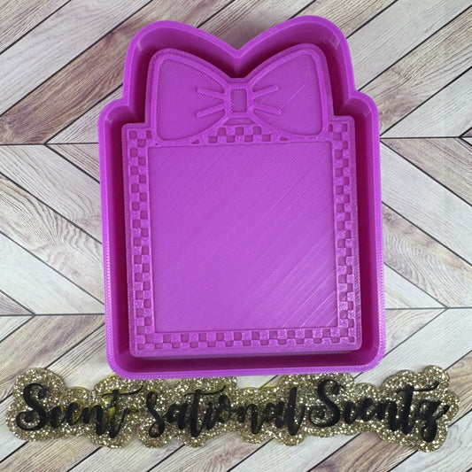 Checkered Bow Frame Cardstock Freshie Mold(100)